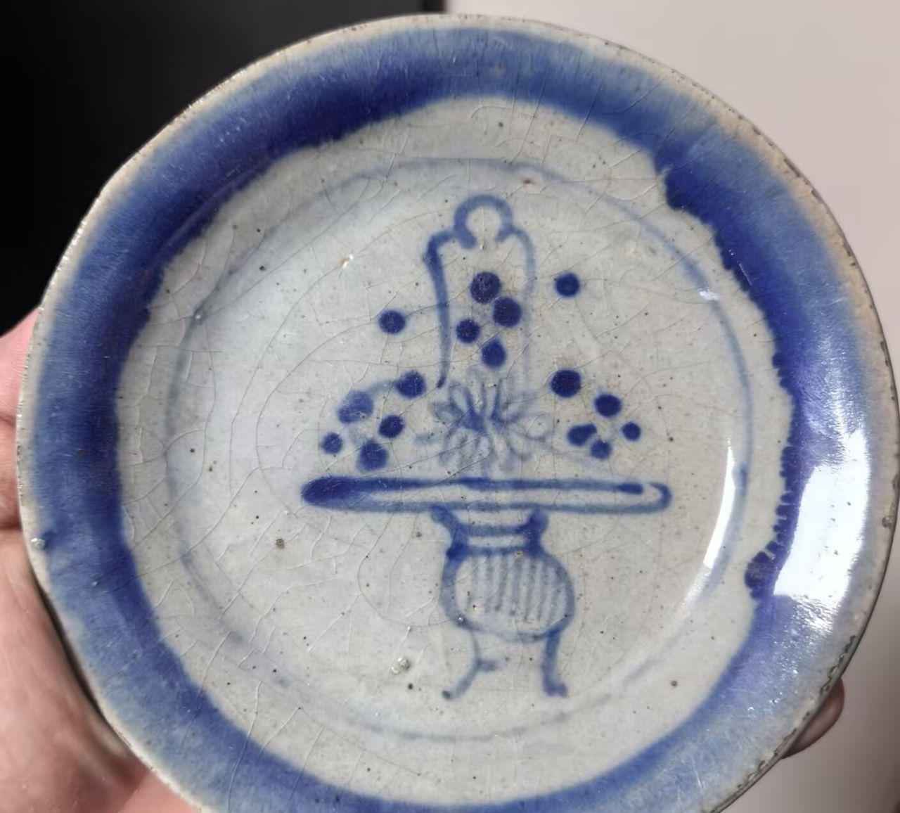 清代青花提篮花卉盘