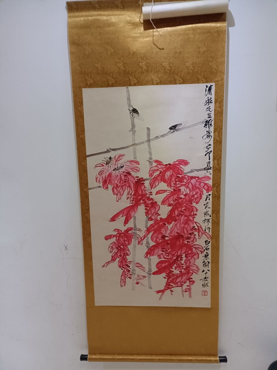 红叶蝉鸣图